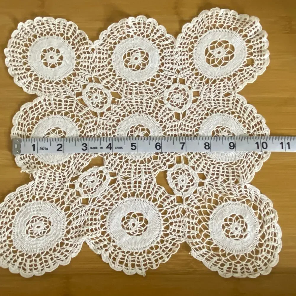 Vintage Handmade Crochet Floral Medallion Doily 11